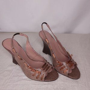 Womens Size 8 Cindy Says Snakeskin Bow High Heels Thick Heel